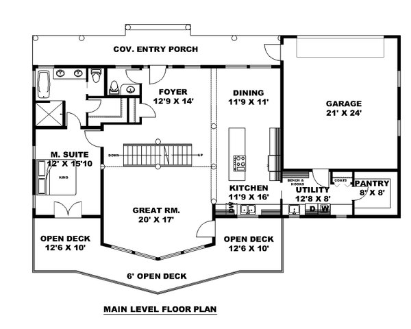 House Blueprint - Craftsman Floor Plan - Main Floor Plan #117-1055
