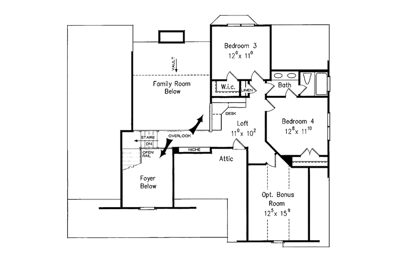 House Blueprint - Floor Plan - Upper Floor for Country House Plan #927-901 - 4 bed, 3 bath