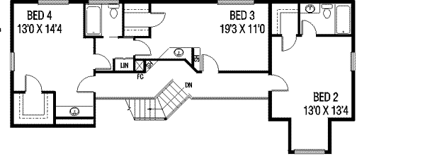 Traditional Floor Plan - Upper Floor Plan #60-594