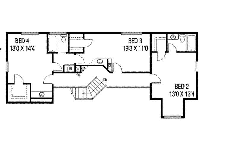 Dream House Plan - Floor Plan - Upper Floor for Traditional House Plan #60-594 - 5 bed, 4 bath
