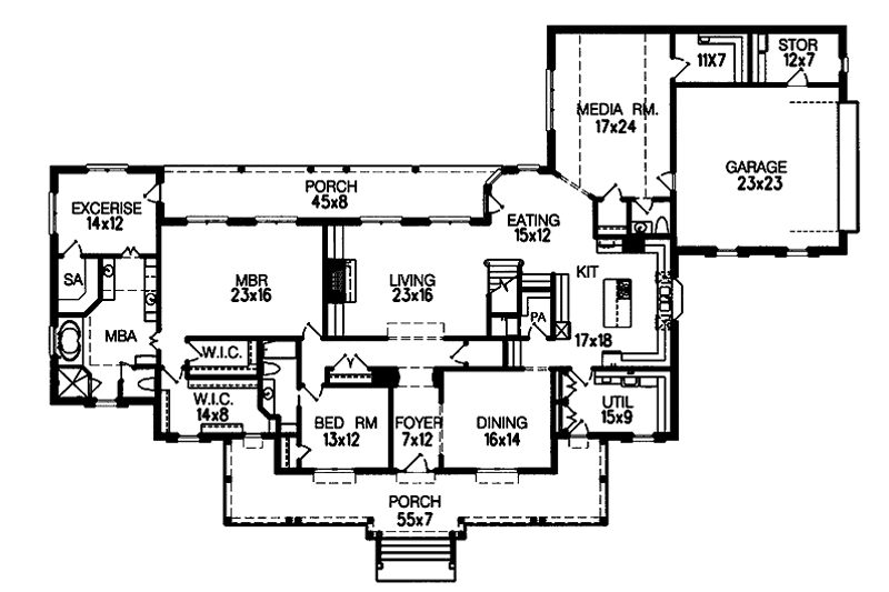 Dream House Plan - Floor Plan - Main Floor for Country House Plan #15-356 - 5 bed, 4.5 bath
