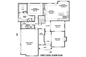 Floor Plan - Main Floor for European House Plan #81-1234 - 4 bed, 3.5 bath