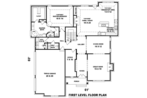 Floor Plan - Main Floor for European House Plan #81-1234 - 4 bed, 3.5 bath