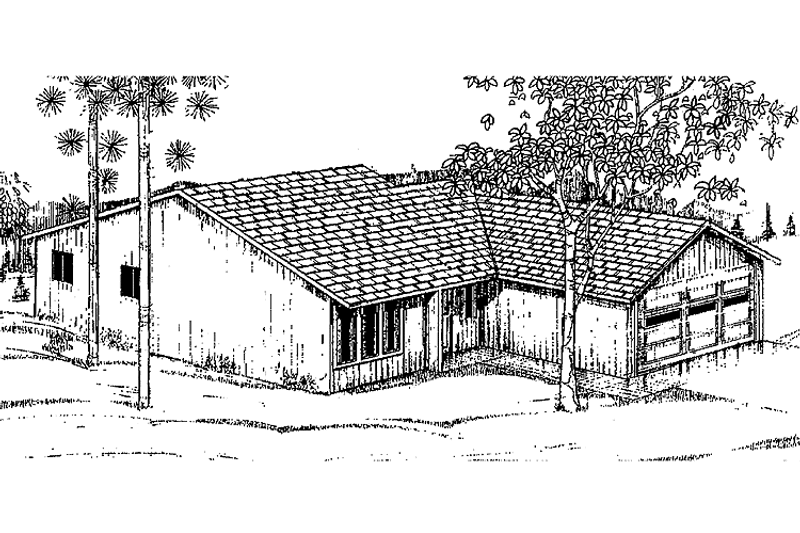 Home Plan - Exterior - Front Elevation 3 for Craftsman House Plan #60-743 - 3 bed, 1 bath