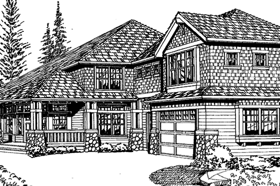 Exterior - Front Elevation 3 for Craftsman House Plan #132-449 - 4 bed, 2.5 bath