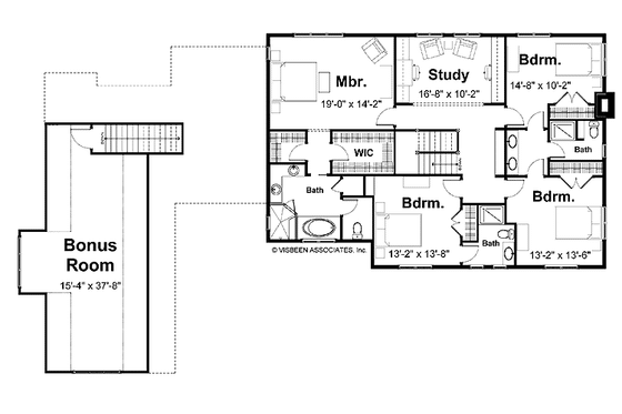 Floor Plan - Upper Floor for Colonial House Plan #928-97 - 4 bed, 3.5 bath