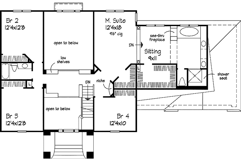 Home Plan - Floor Plan - Upper Floor for Classical House Plan #320-608 - 4 bed, 2.5 bath