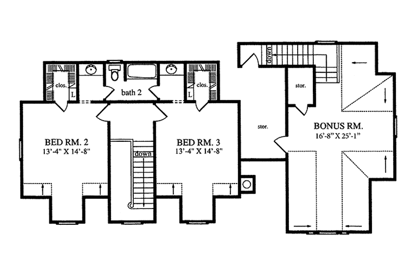House Blueprint - Floor Plan - Upper Floor for Country House Plan #42-690 - 3 bed, 2.5 bath