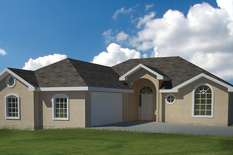 House Blueprint - Exterior - Front Elevation 4 for Adobe / Southwestern House Plan #1061-19 - 3 bed, 2 bath