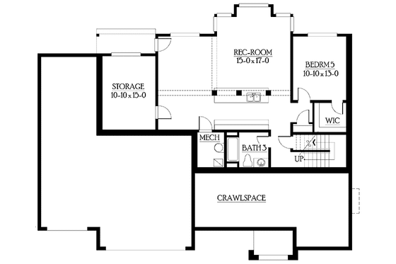 Floor Plan - Lower Floor for Craftsman House Plan #132-455 - 5 bed, 3.5 bath