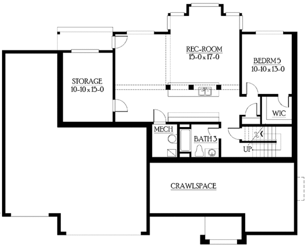 House Plan Design - Craftsman Floor Plan - Lower Floor Plan #132-455