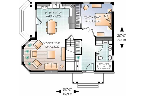 Floor Plan - Main Floor for Country House Plan #23-2372 - 3 bed, 2 bath