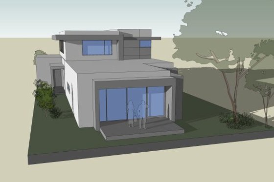 Exterior - Rear Elevation for Modern House Plan #496-26 - 3 bed, 2.5 bath