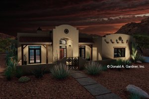 Exterior - Front Elevation 4 for Adobe / Southwestern House Plan #929-684 - 3 bed, 2 bath