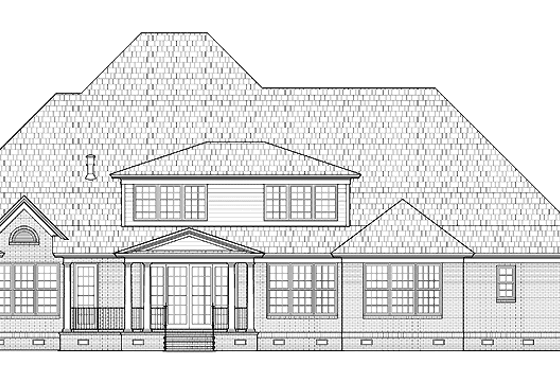 Exterior - Rear Elevation for Colonial House Plan #1054-5 - 6 bed, 4.5 bath