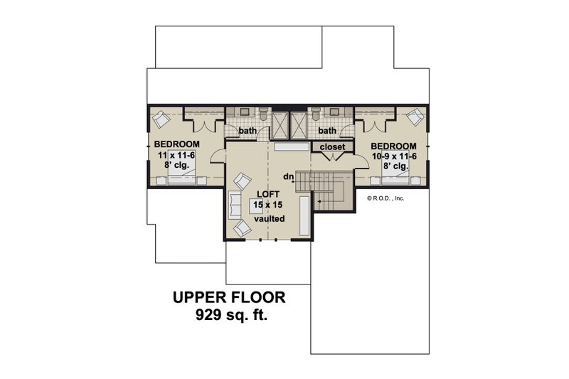 Dream House Plan - Floor Plan - Upper Floor for Traditional House Plan #51-1297 - 3 bed, 3.5 bath