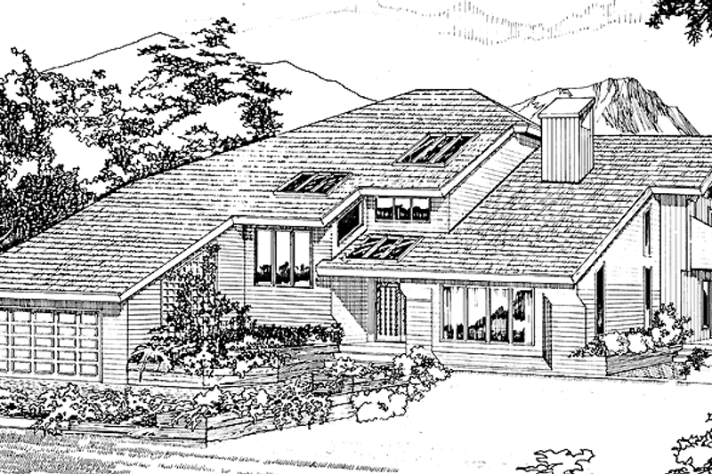 House Blueprint - Contemporary Exterior - Front Elevation Plan #47-974