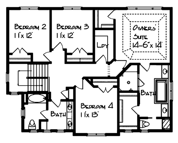 Dream House Plan - Craftsman Floor Plan - Upper Floor Plan #320-1006