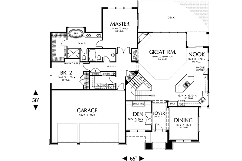 Architectural House Design - Floor Plan - Main Floor for Mediterranean House Plan #48-887 - 4 bed, 4 bath