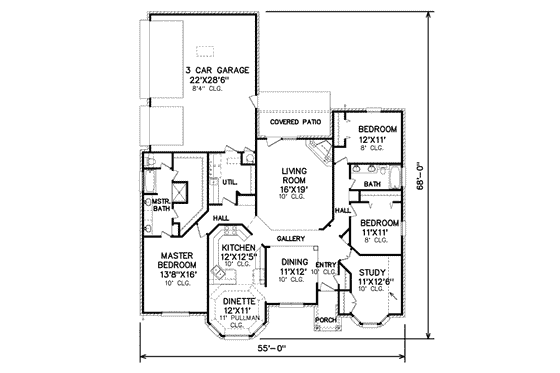 Floor Plan - Main Floor for Traditional House Plan #65-508 - 4 bed, 2 bath