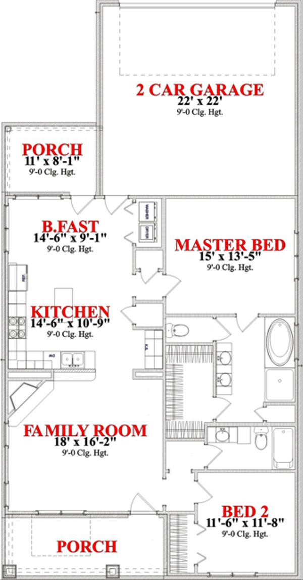 Bungalow Floor Plan - Main Floor Plan #63-284