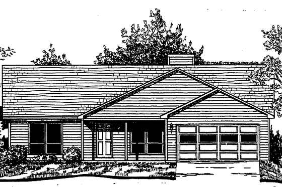 Exterior - Front Elevation 3 for Ranch House Plan #30-295 - 3 bed, 2 bath