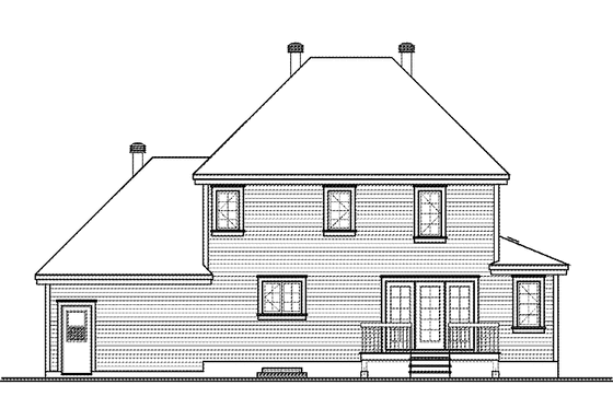 Exterior - Rear Elevation for Country House Plan #23-2555 - 3 bed, 2 bath