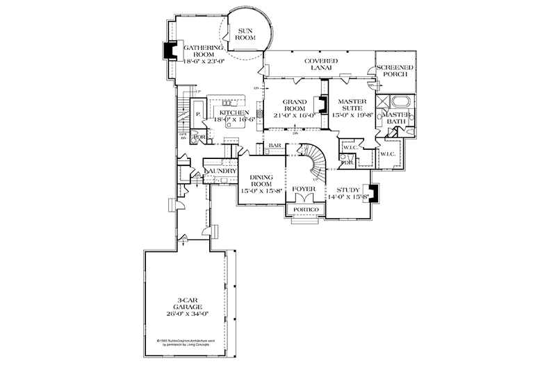 Dream House Plan - Floor Plan - Main Floor for Country House Plan #453-243 - 6 bed, 5 bath