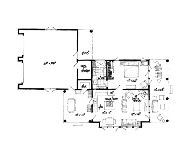 Architectural House Design - Country Floor Plan - Main Floor Plan #942-28