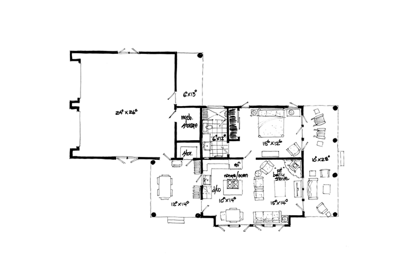 Home Plan - Floor Plan - Main Floor for Country House Plan #942-28 - 1 bed, 1 bath