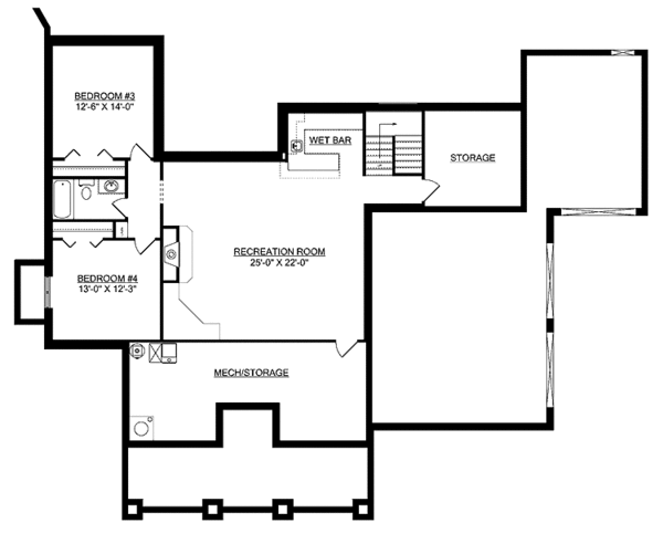 Home Plan - Craftsman Floor Plan - Lower Floor Plan #950-3