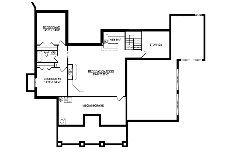 Dream House Plan - Floor Plan - Lower Floor for Craftsman House Plan #950-3 - 2 bed, 2.5 bath