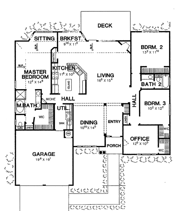 House Plan Design - Ranch Floor Plan - Main Floor Plan #472-219