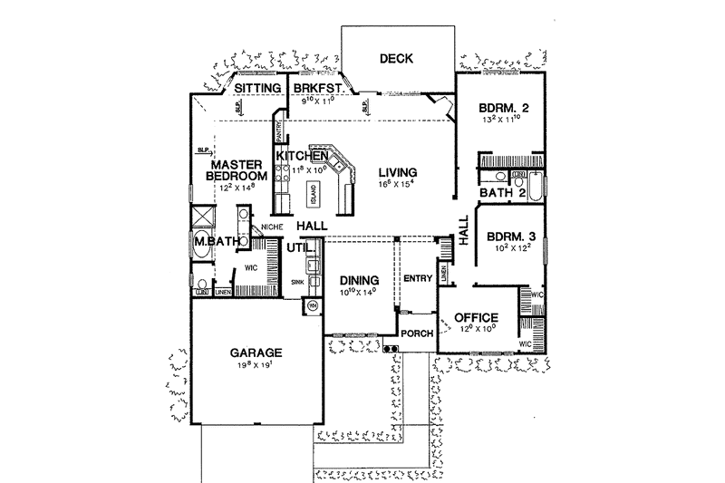 Architectural House Design - Floor Plan - Main Floor for Ranch House Plan #472-219 - 4 bed, 2 bath