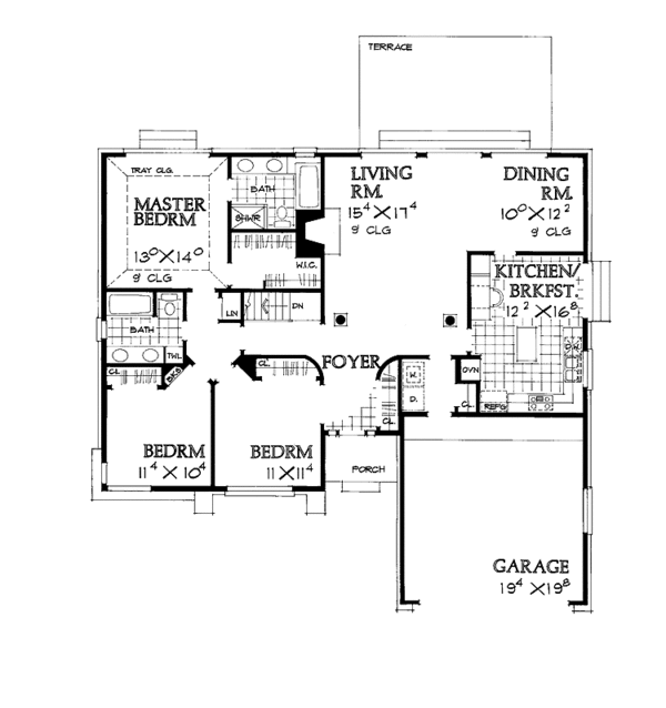 House Blueprint - Craftsman Floor Plan - Main Floor Plan #72-936