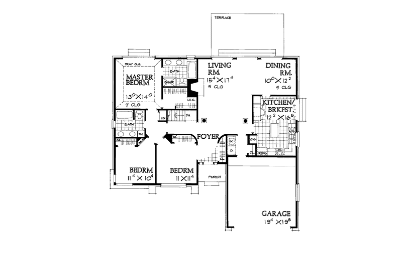 Home Plan - Floor Plan - Main Floor for Craftsman House Plan #72-936 - 3 bed, 2 bath