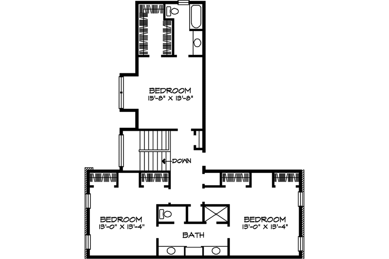 Home Plan - Floor Plan - Upper Floor for Country House Plan #140-185 - 4 bed, 3.5 bath