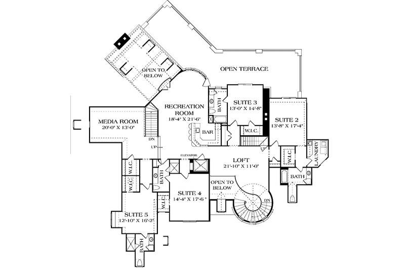 House Plan Design - Floor Plan - Upper Floor for European House Plan #453-609 - 7 bed, 7.5 bath