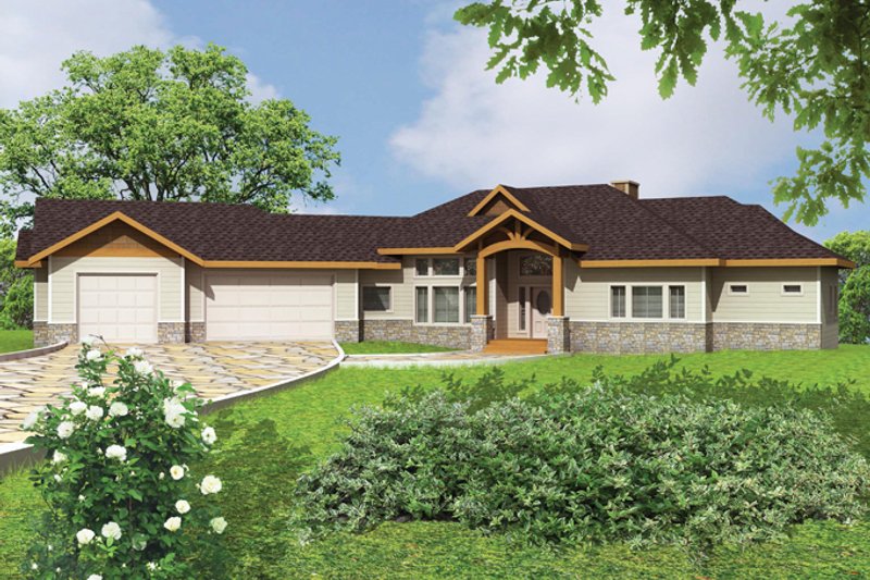Dream House Plan - Exterior - Front Elevation 3 for Ranch House Plan #117-861 - 4 bed, 4.5 bath