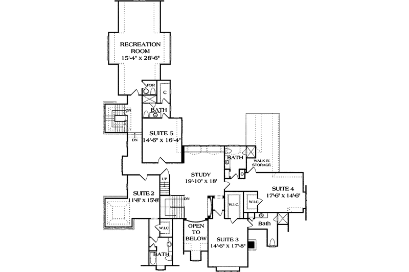 Home Plan - Floor Plan - Upper Floor for European House Plan #453-214 - 5 bed, 5 bath