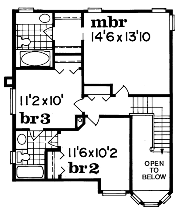 House Blueprint - Victorian Floor Plan - Upper Floor Plan #47-808