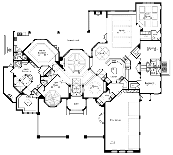 Home Plan - Mediterranean Floor Plan - Main Floor Plan #417-566