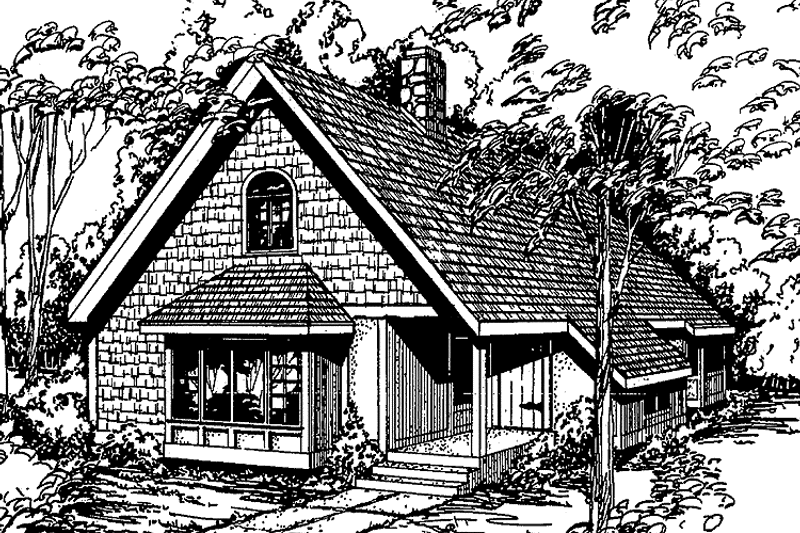 Home Plan - Exterior - Front Elevation 3 for Contemporary House Plan #60-699 - 3 bed, 2 bath