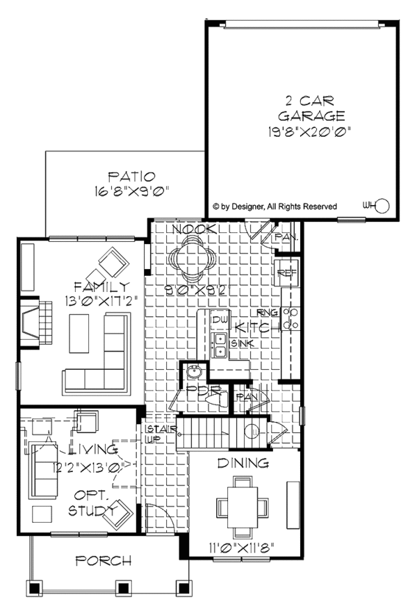 Architectural House Design - Colonial Floor Plan - Main Floor Plan #999-157