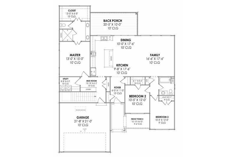 House Design - Floor Plan - Main Floor 1 for Prairie House Plan #1096-115 - 3 bed, 2 bath