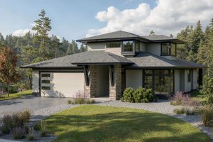 Exterior - Front Elevation for Modern House Plan #1100-48 - 4 bed, 2.5 bath