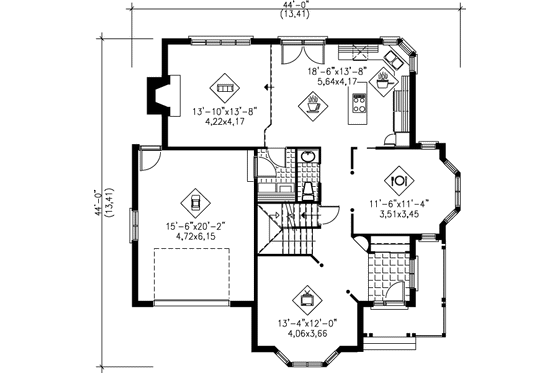 Floor Plan - Main Floor for Victorian House Plan #25-2197 - 4 bed, 2.5 bath