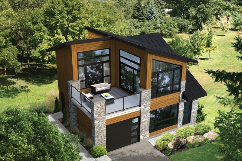 House Blueprint - Modern Exterior - Front Elevation Plan #25-5049