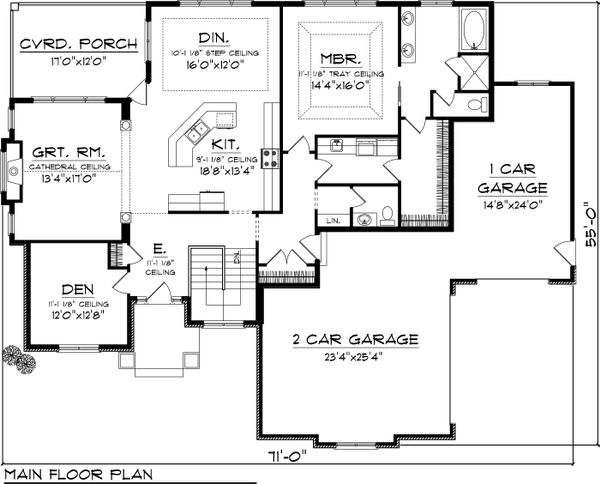 Architectural House Design - Traditional Floor Plan - Main Floor Plan #70-1066
