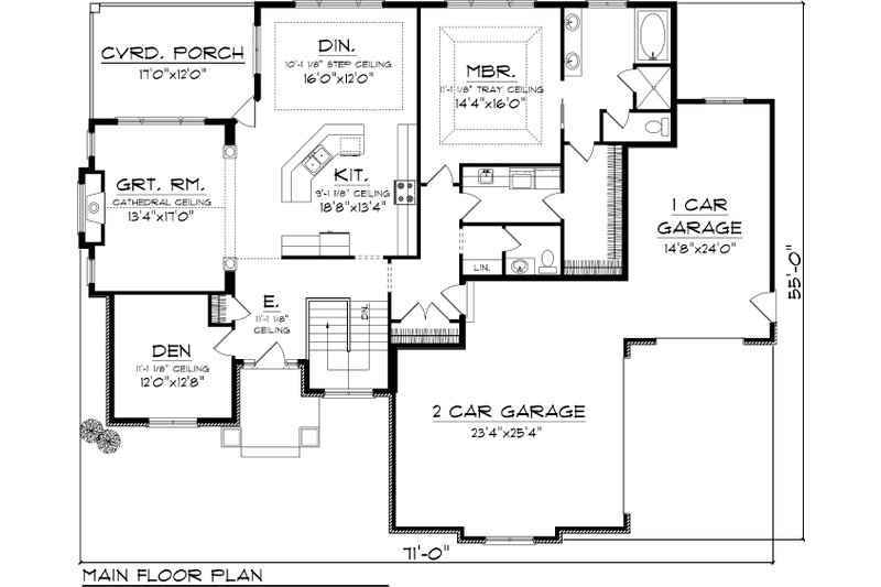 Home Plan - Floor Plan - Main Floor for Traditional House Plan #70-1066 - 3 bed, 2.5 bath